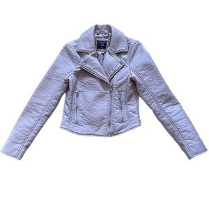 Abercrombie and Fitch vegan leather Moto jacket in soft rose women’s size XS.